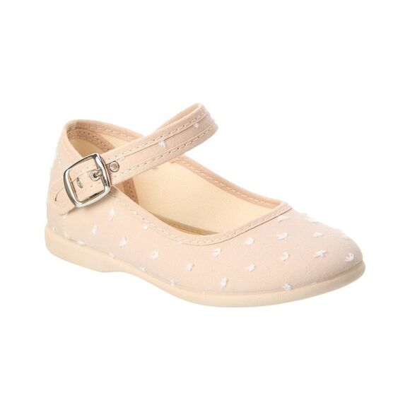 Childrenchic Swiss Dot Canvas Mary Jane, Beige - Picture 1 of 5